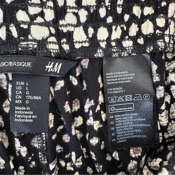 H&M | Black & Cream Animal Print Harem Joggers Loungewear Pants | Size L - Picture 5 of 5